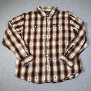 Dark Seas Division Men's XL Cotton Plaid Button Front Shirt Bishop Woven Western